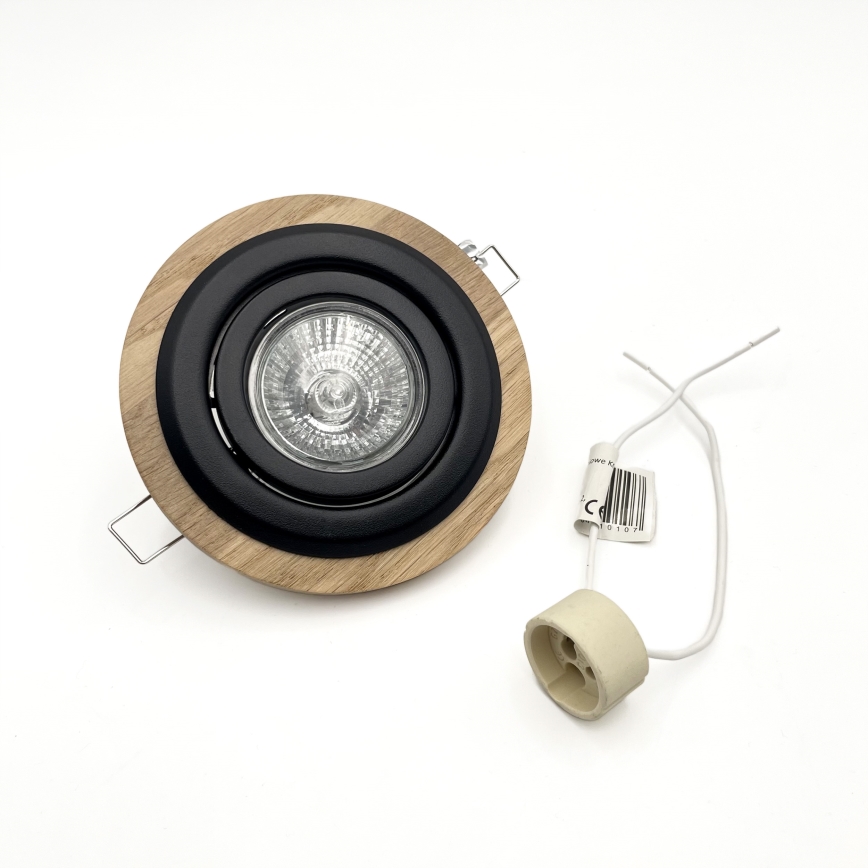 Conjunto de 3 candeeiros de embutir TOBBY 1xGU10/20W/230V Ø 11,5 cm carvalho/preto