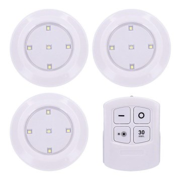 Conjunto de 3 candeeiros LED reguláveis com controlo remoto LED/3xAAA