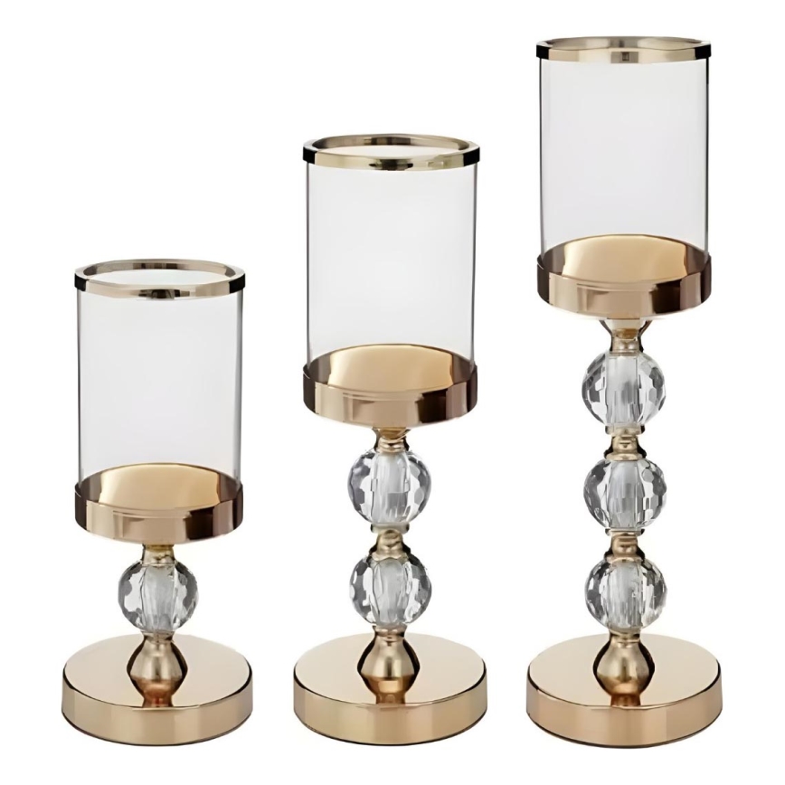 Conjunto de 3 castiçais dourados