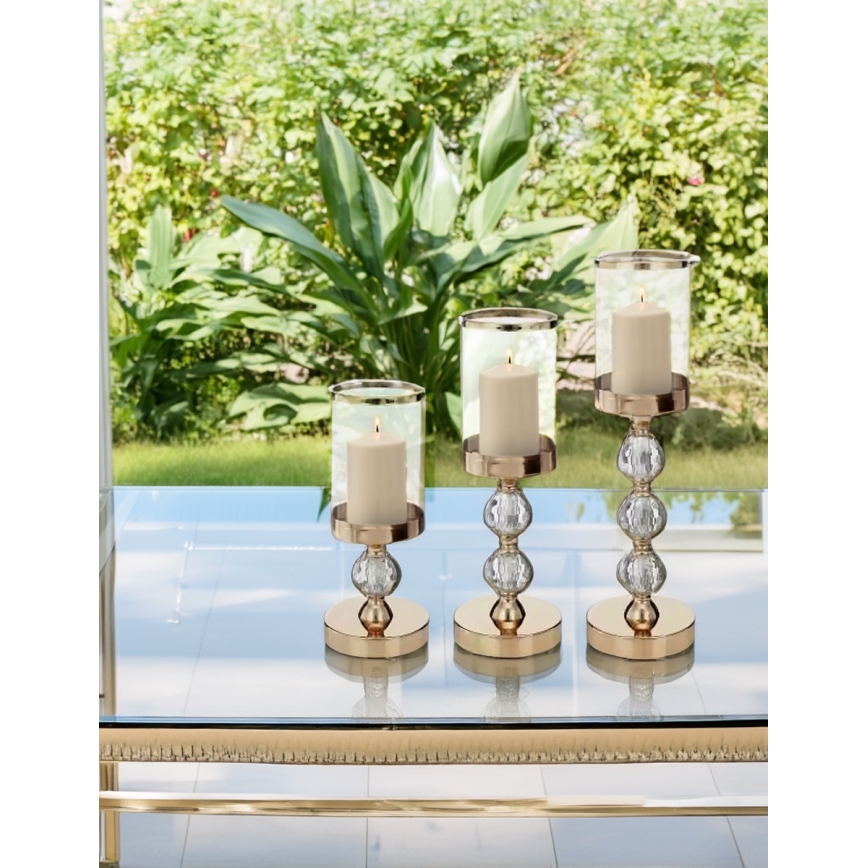 Conjunto de 3 castiçais dourados