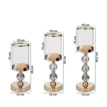 Conjunto de 3 castiçais dourados