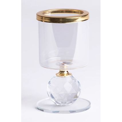 Conjunto de 3 castiçais dourados/transparentes