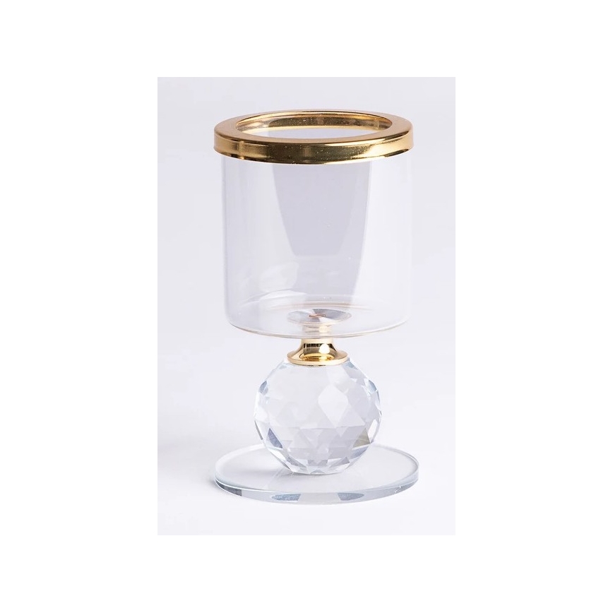 Conjunto de 3 castiçais dourados/transparentes