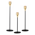 Conjunto de 3 castiçais preto/dourado