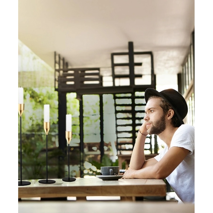 Conjunto de 3 castiçais preto/dourado