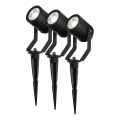 Conjunto de 3 lâmpadas LED RGBW reguláveis para exterior SmartLife LED/3W/230V IP65 Wi-Fi Tuya, preto