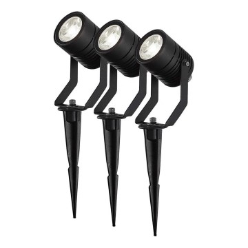 Conjunto de 3 lâmpadas LED RGBW reguláveis para exterior SmartLife LED/3W/230V IP65 Wi-Fi Tuya, preto