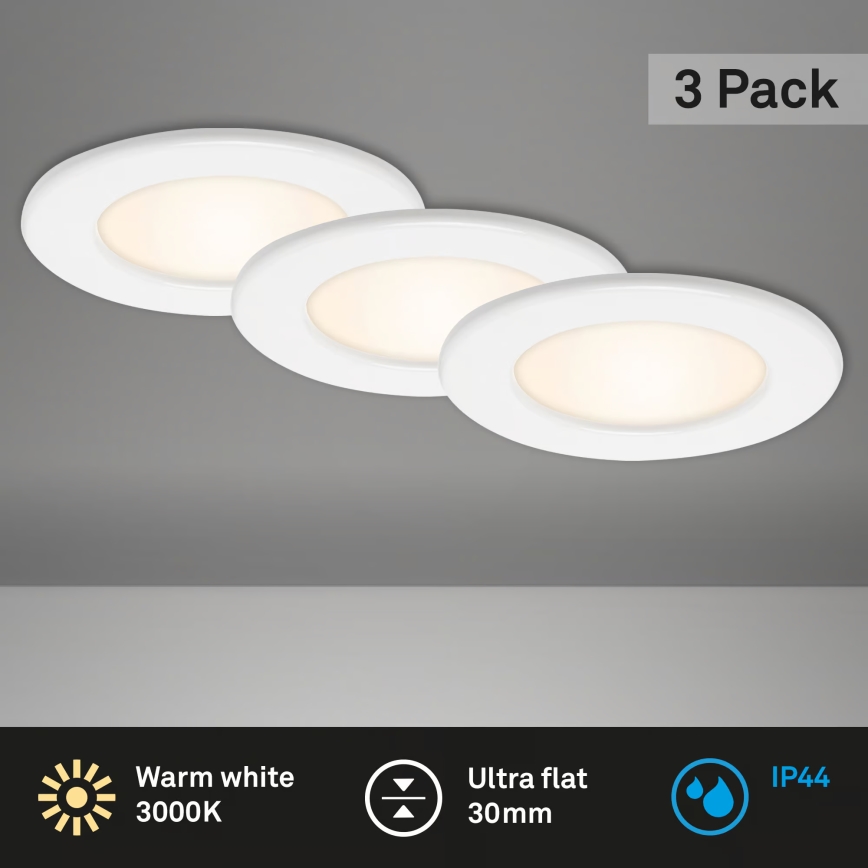 Conjunto de 3 luminárias LED de embutir para casa de banho LED/6W/230V 3000K IP44 brancas