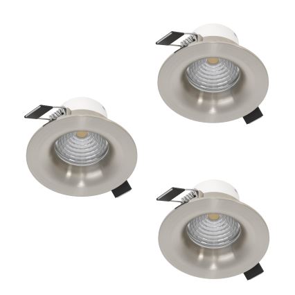 Eglo - Conjunto de 3 luminárias de embutir dimerizáveis LED/4,8W/230V Ø 8,8 cm cromado mate
