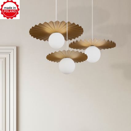 Conjunto de 3 lustres pendentes em cabo SUNPLISS 1xG9/10W/230V dourado/creme