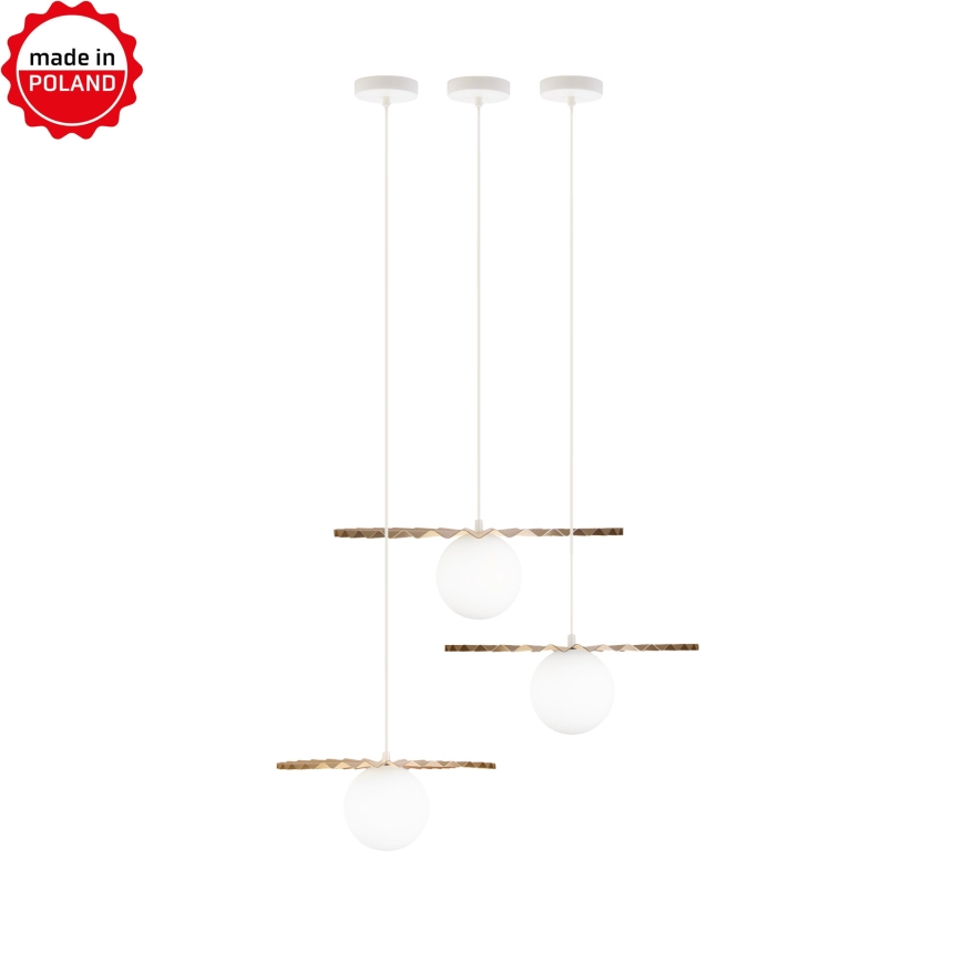 Conjunto de 3 lustres pendentes em cabo SUNPLISS 1xG9/10W/230V dourado/creme