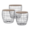 Conjunto de 3 mesas de centro BRISO, Ø 31/38/42,5 cm, castanho/preto