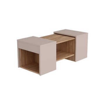 Conjunto de 3 mesas de centro SOLIS 45/45/100x30/30/40 cm bege/abeto