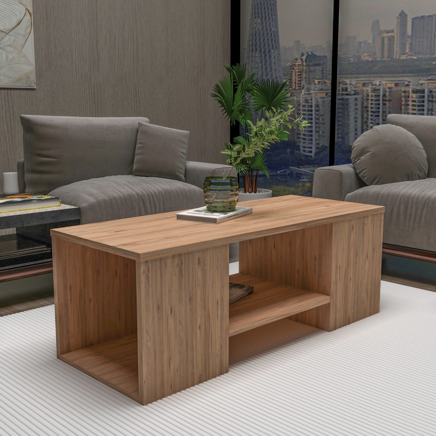 Conjunto de 3 mesas de centro SOLIS 45/45/100x30/30/40 cm bege/abeto