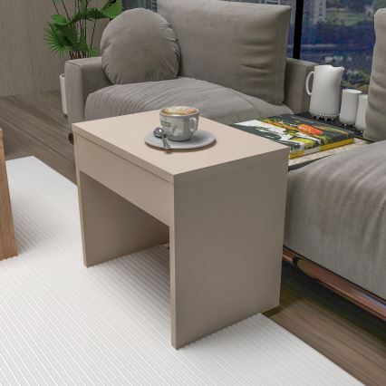 Conjunto de 3 mesas de centro SOLIS 45/45/100x30/30/40 cm bege/abeto