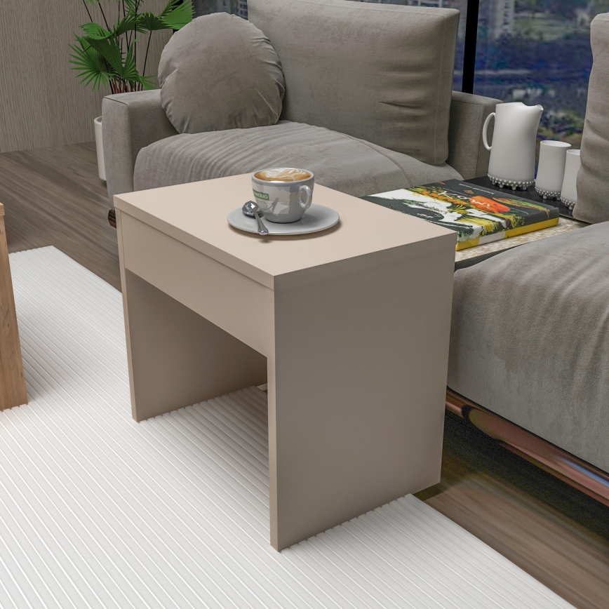Conjunto de 3 mesas de centro SOLIS 45/45/100x30/30/40 cm bege/abeto