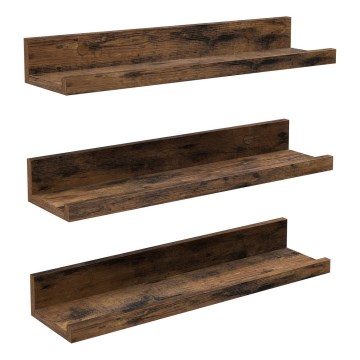 Conjunto de 3 prateleiras de parede SHELFY 38x5x10 cm, castanhas