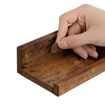 Conjunto de 3 prateleiras de parede SHELFY 38x5x10 cm, castanhas