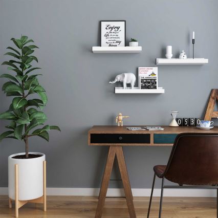 Conjunto de 3 prateleiras de parede SHELFY brancas