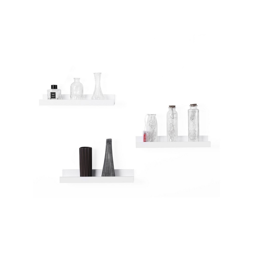 Conjunto de 3 prateleiras de parede SHELFY brancas