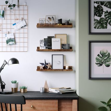 Conjunto de 3 prateleiras de parede SHELFY, castanhas