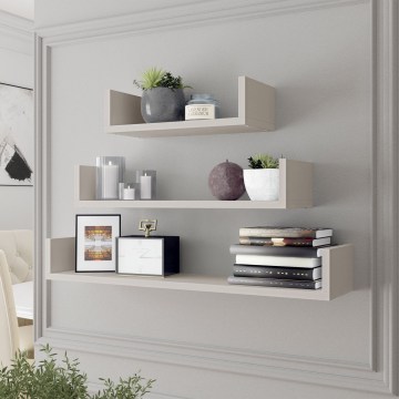 Conjunto de 3 prateleiras de parede TRIO 40/60/80x11 cm caxemira