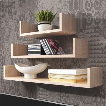Conjunto de 3 prateleiras de parede TRIO 40/60/80x11x18 cm carvalho sonoma