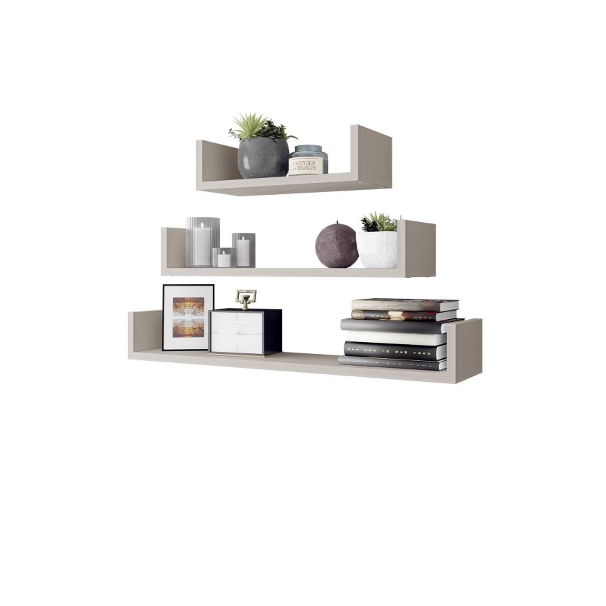 Conjunto de 3 prateleiras de parede TRIO 40/60/80x11x18 cm caxemira