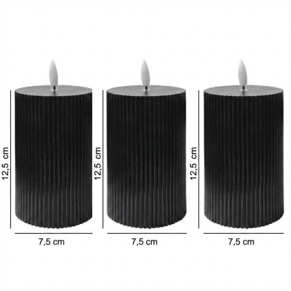 Conjunto de 3 velas LED BRILLO LED/2xAA 12,5 cm pretas + comando remoto