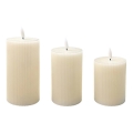 Conjunto de 3 velas LED BRILLO LED/3xAAA creme + controlo remoto