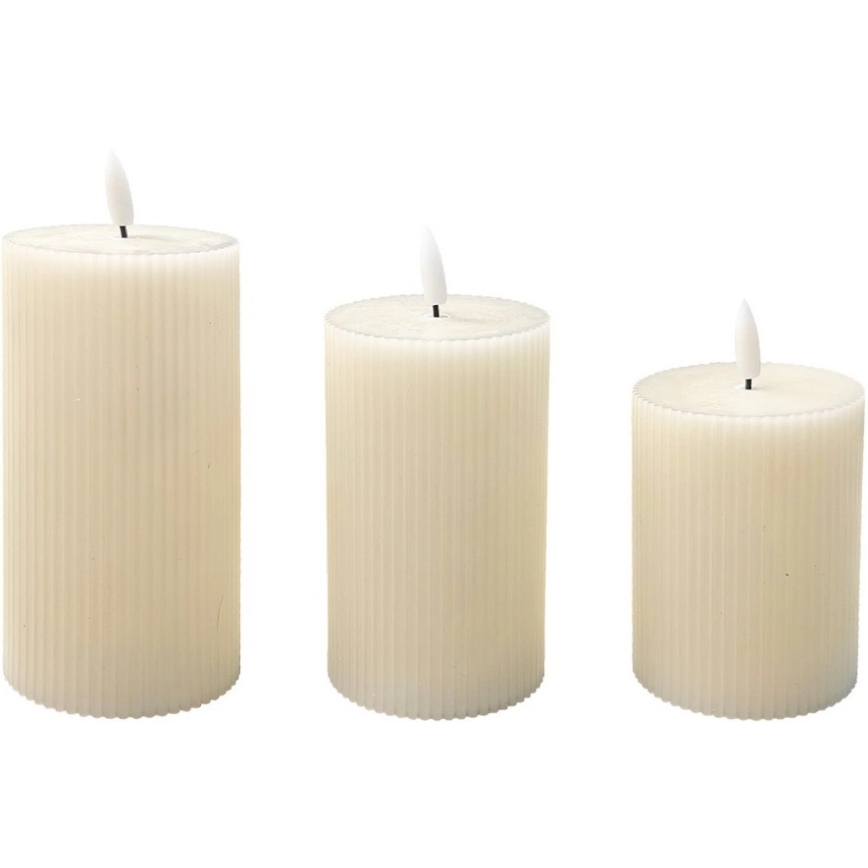 Conjunto de 3 velas LED BRILLO LED/3xAAA creme + controlo remoto