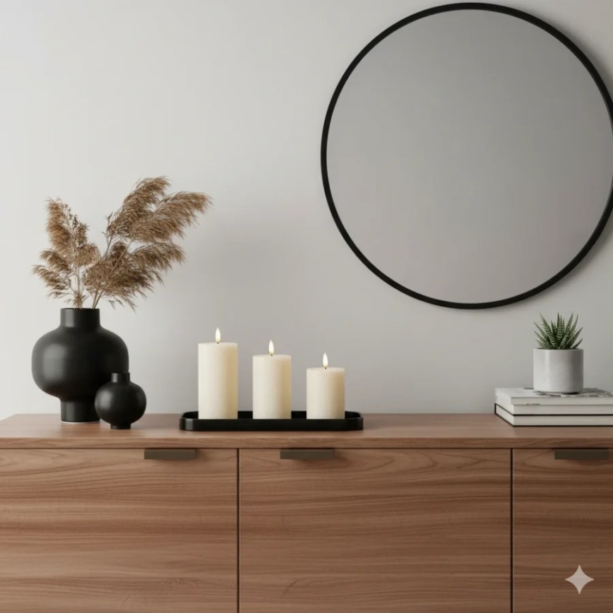 Conjunto de 3 velas LED BRILLO LED/3xAAA creme + controlo remoto