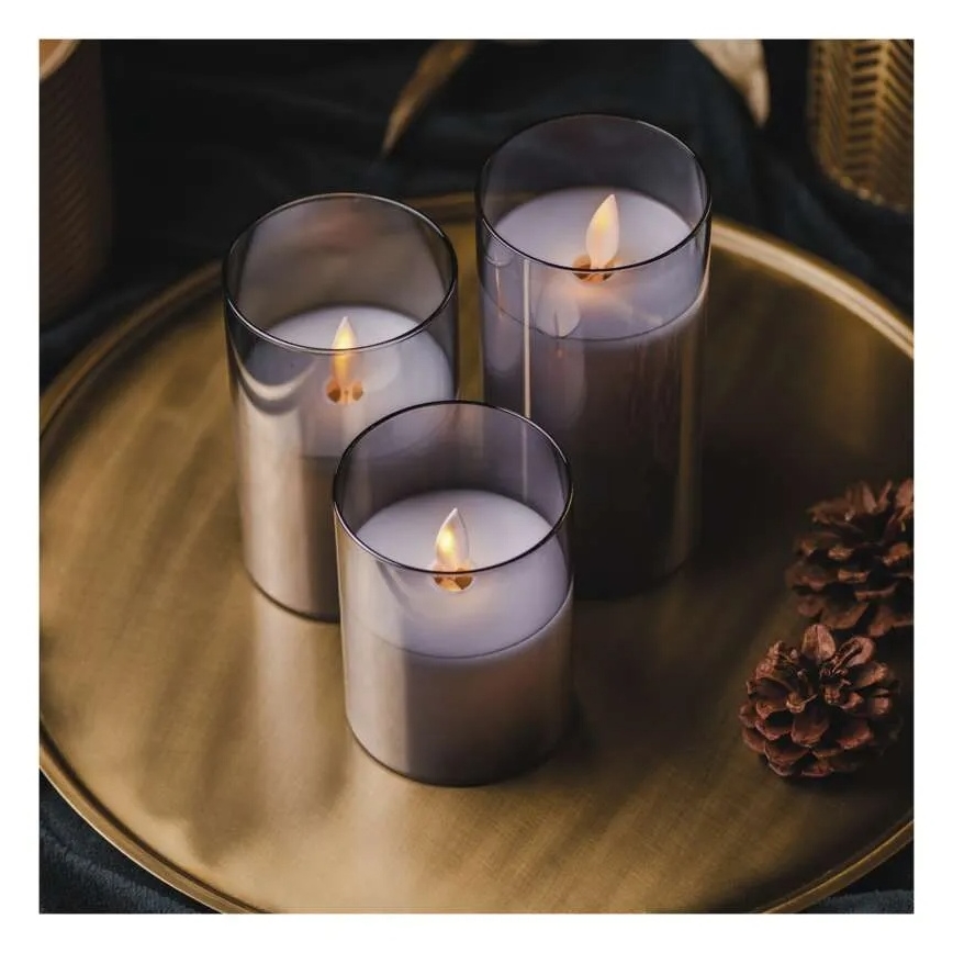 Conjunto de 3 velas LED — Alimentação: 6 pilhas AA