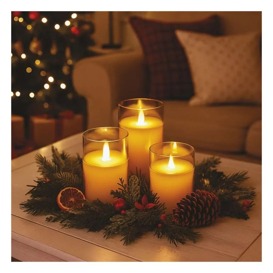 Conjunto de 3 velas LED — Alimentação: 6 pilhas AA