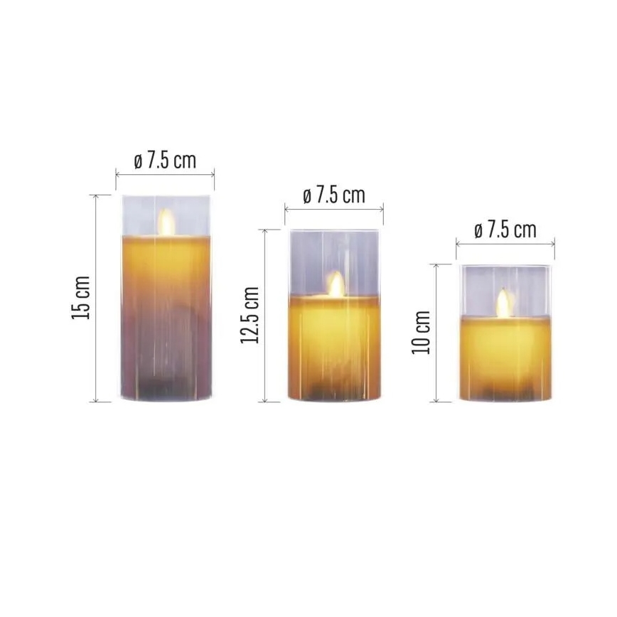 Conjunto de 3 velas LED — Alimentação: 6 pilhas AA