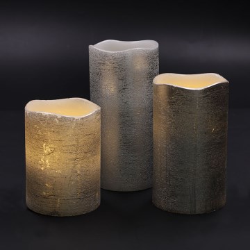 Conjunto de 3 velas LED — alimentadas por 3 pilhas AAA, luz branca quente