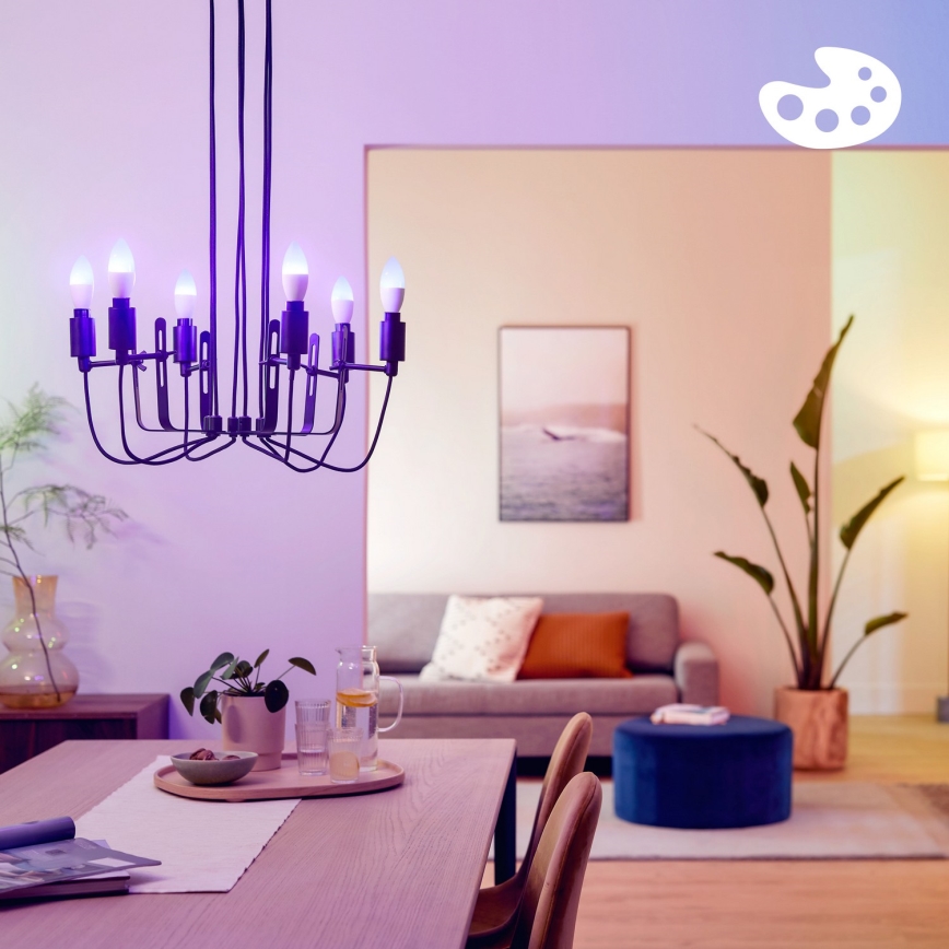 Pack 4x lâmpadas LED RGB dimerizáveis Philips SMART C37 E14/4,9W/230V 2200-6500K
