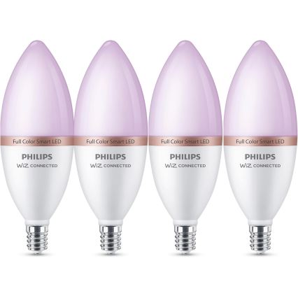 Pack 4x lâmpadas LED RGB dimerizáveis Philips SMART C37 E14/4,9W/230V 2200-6500K