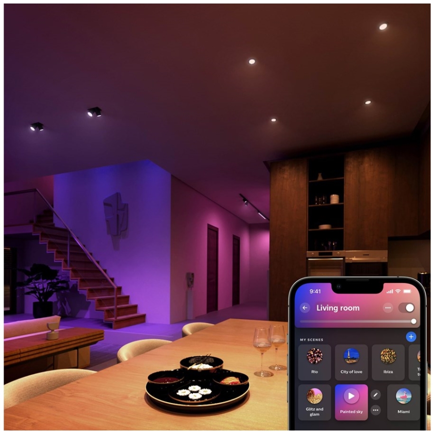 Conjunto de 4 lâmpadas LED RGBW dimerizáveis Philips Hue WHITE AND COLOR AMBIANCE GU5,3/MR16/6,3W/12V 2000-6500K