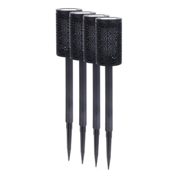 Conjunto de 4 lâmpadas solares DECOR LED 1,2 V 150 mAh 3000 K 39 cm IP44 preto