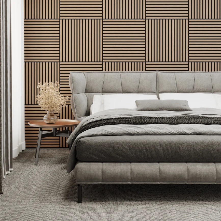 Conjunto de 4 painéis acústicos DANVIKEN 60x60 cm, carvalho