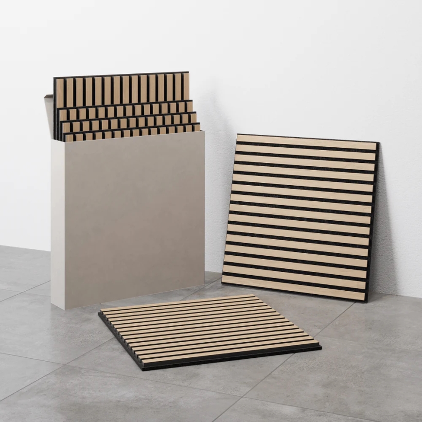 Conjunto de 4 painéis acústicos DANVIKEN 60x60 cm, carvalho