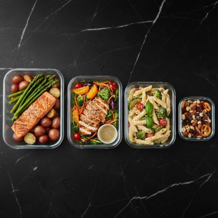 Conjunto de 4 recipientes para alimentos, transparente/verde-menta