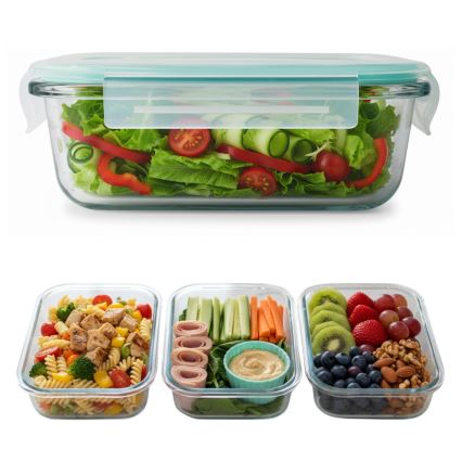 Conjunto de 4 recipientes para alimentos, transparente/verde-menta