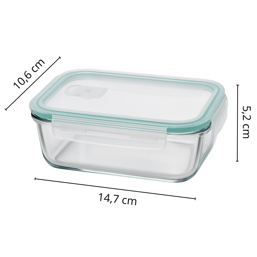 Conjunto de 4 recipientes para alimentos, transparente/verde-menta