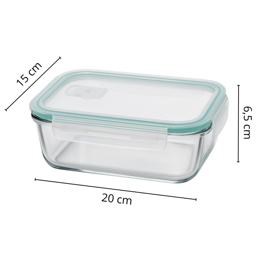 Conjunto de 4 recipientes para alimentos, transparente/verde-menta