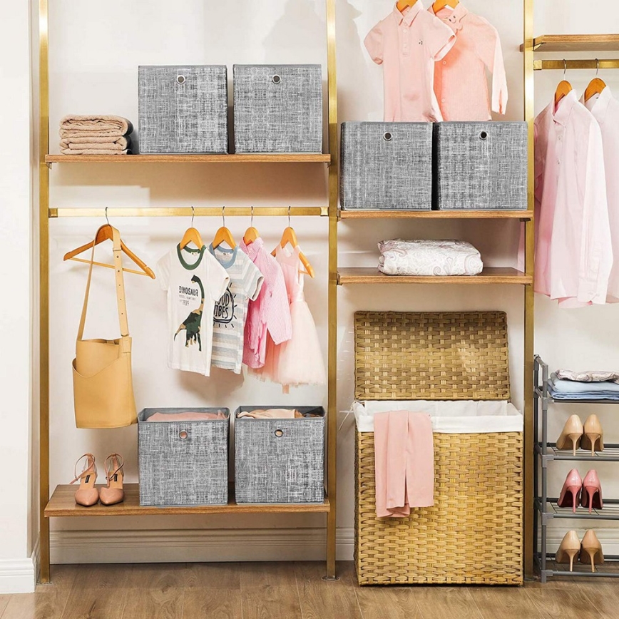 Conjunto de 6 caixas de arrumação CURAN, cinzento