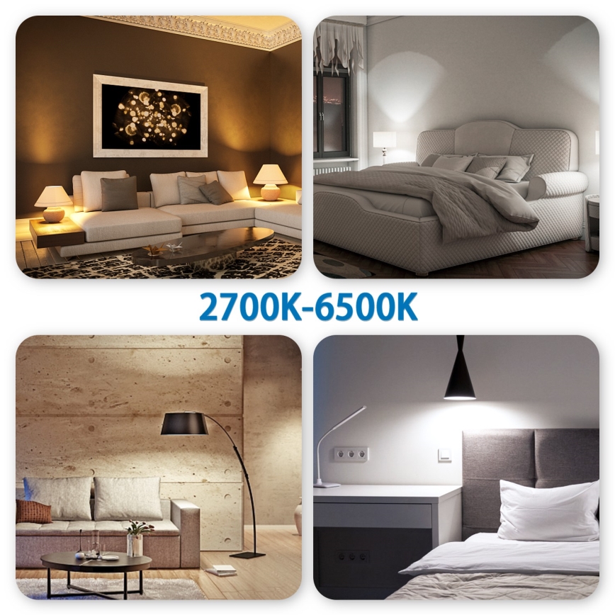 Conjunto 6x lâmpadas LED RGBW dimerizáveis GU10/6,5W/230V 2700-6500K Wi-Fi - Aigostar