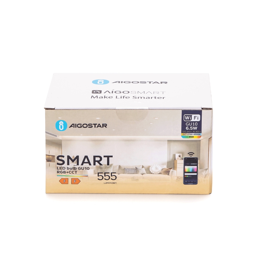 Conjunto 6x lâmpadas LED RGBW dimerizáveis GU10/6,5W/230V 2700-6500K Wi-Fi - Aigostar