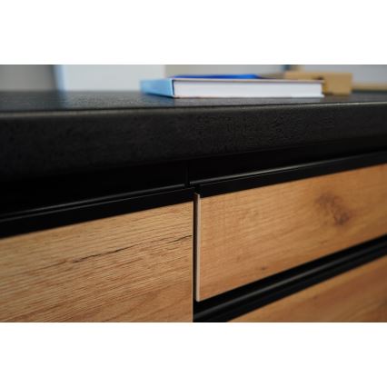 Conjunto de cozinha MARINA 240 cm carvalho craft/preto brilhante